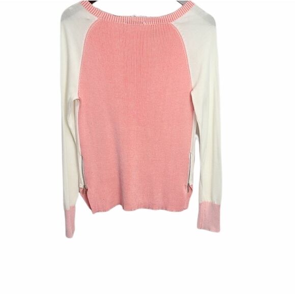 Raffi Cotton Knit Boatneck Sweater Pink/Cream Size Medium - Picture 2 of 7